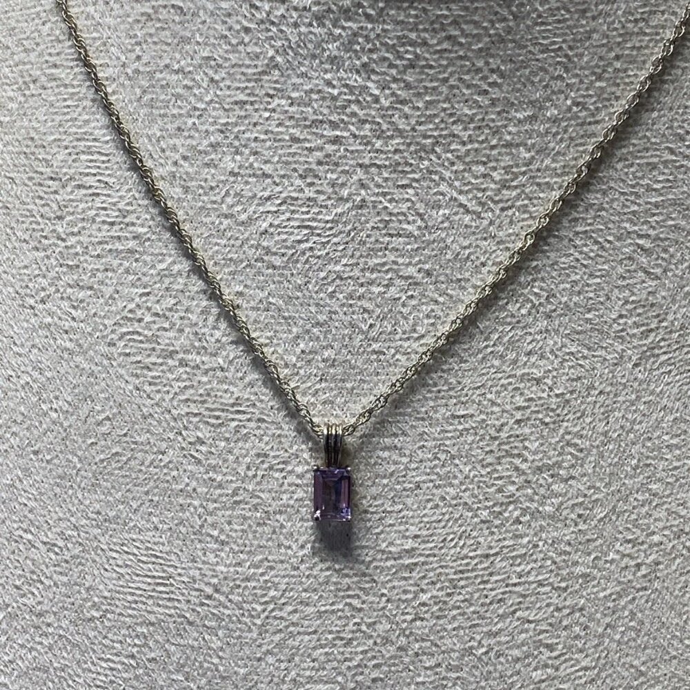 OWa 925 Silver Amethyst Pendant Necklace